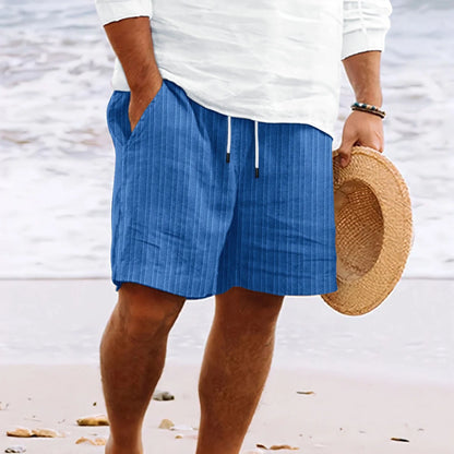 Men'S Shorts – Cotton and Linen Blend – Relaxed Fit – Drawstring Waist – with Pockets